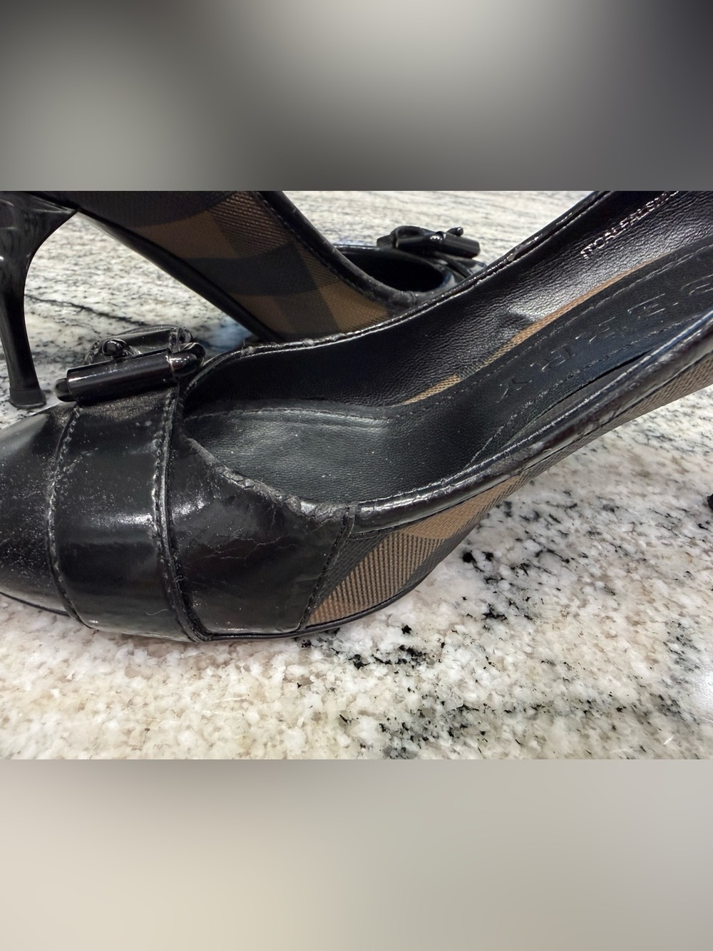 Burberry Black Patent Leather Pointed Toe Pump with Buckle Detail 36 - Picture 15 of 16